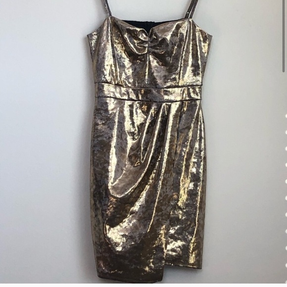 Zara Golden Strappy Party Dress Size Small - Picture 2 of 6